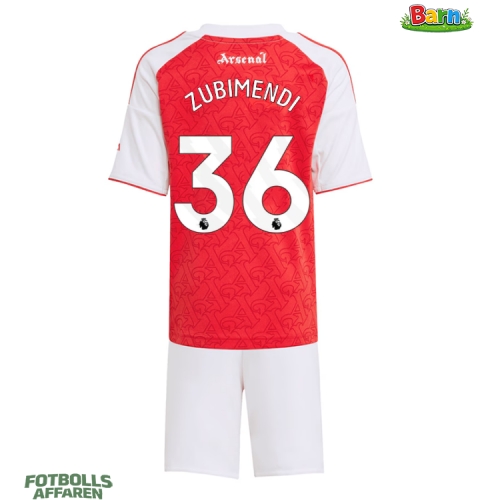 Arsenal Martin Zubimendi #36 Hemmaställ Barn 2025-26 Kortärmad (+ Korta byxor)
